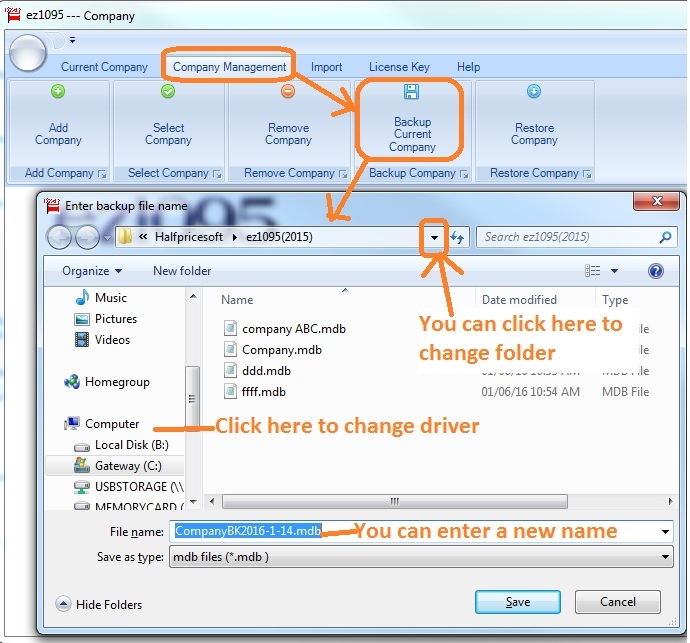 backup ez1095 data
