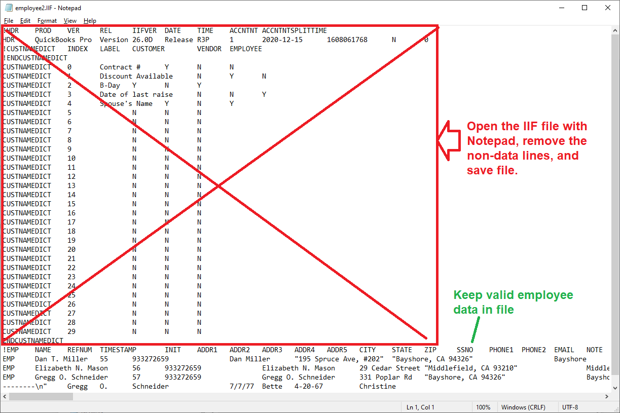 edit IIF file