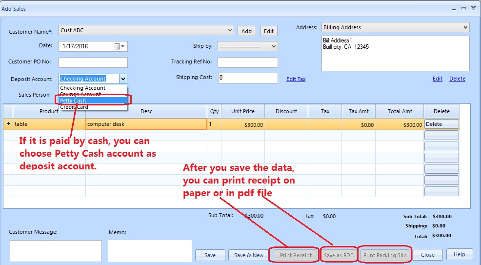 add a cash payment