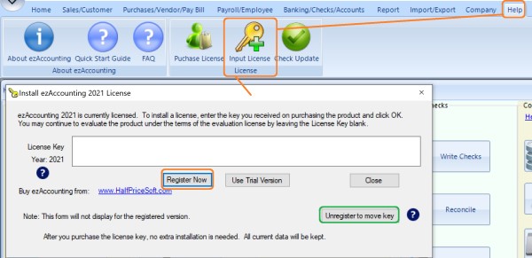 ezAccounting register key
