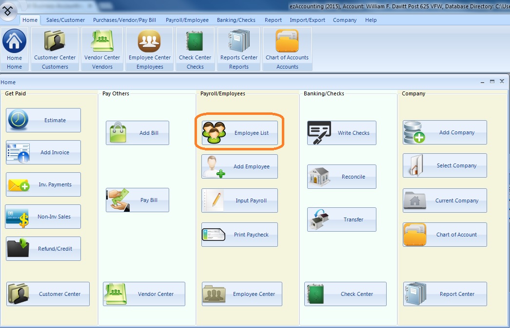 employee list button