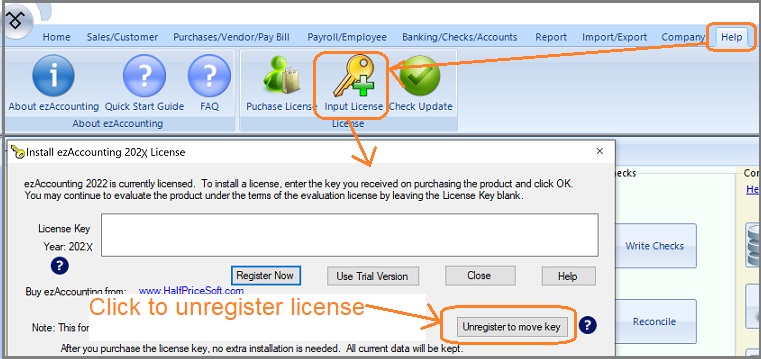 unregister ezAccounting key