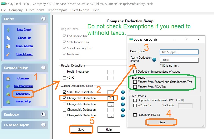 child support deduction