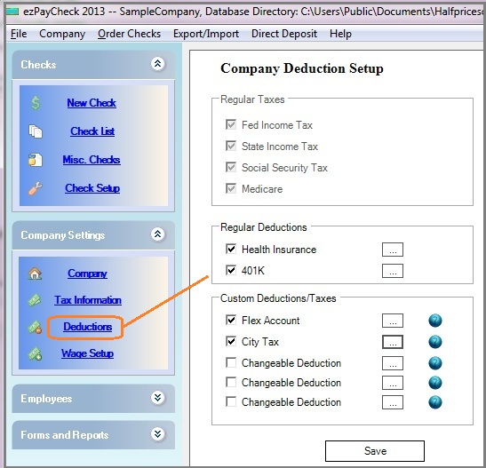payroll deduction settings