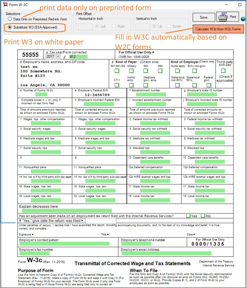 print w3c form